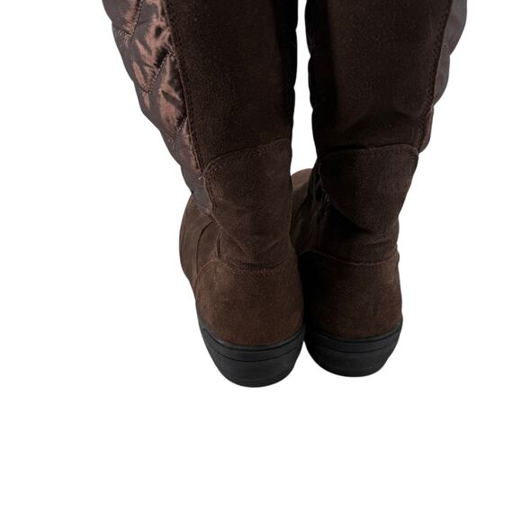 Lands End Winter Snow Boots 8.5 Sophia Brown Leather Faux Fur Lined Tall Zip Up - Picture 4 of 13